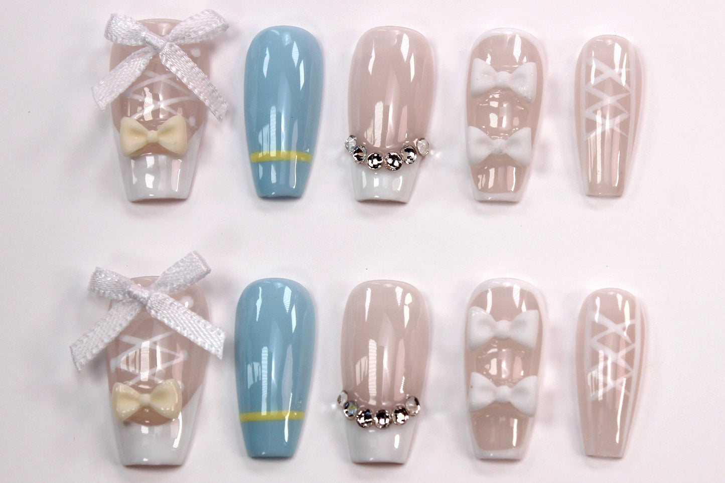 Blue Ballet (Handmade Press on Nails) - Summer Collection