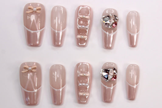 Coquette Ballerina (Handmade Press on Nails) - Summer Collection