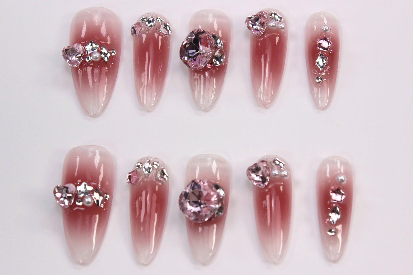 Blushing Bling (Handmade Press on Nails) - Summer Collection