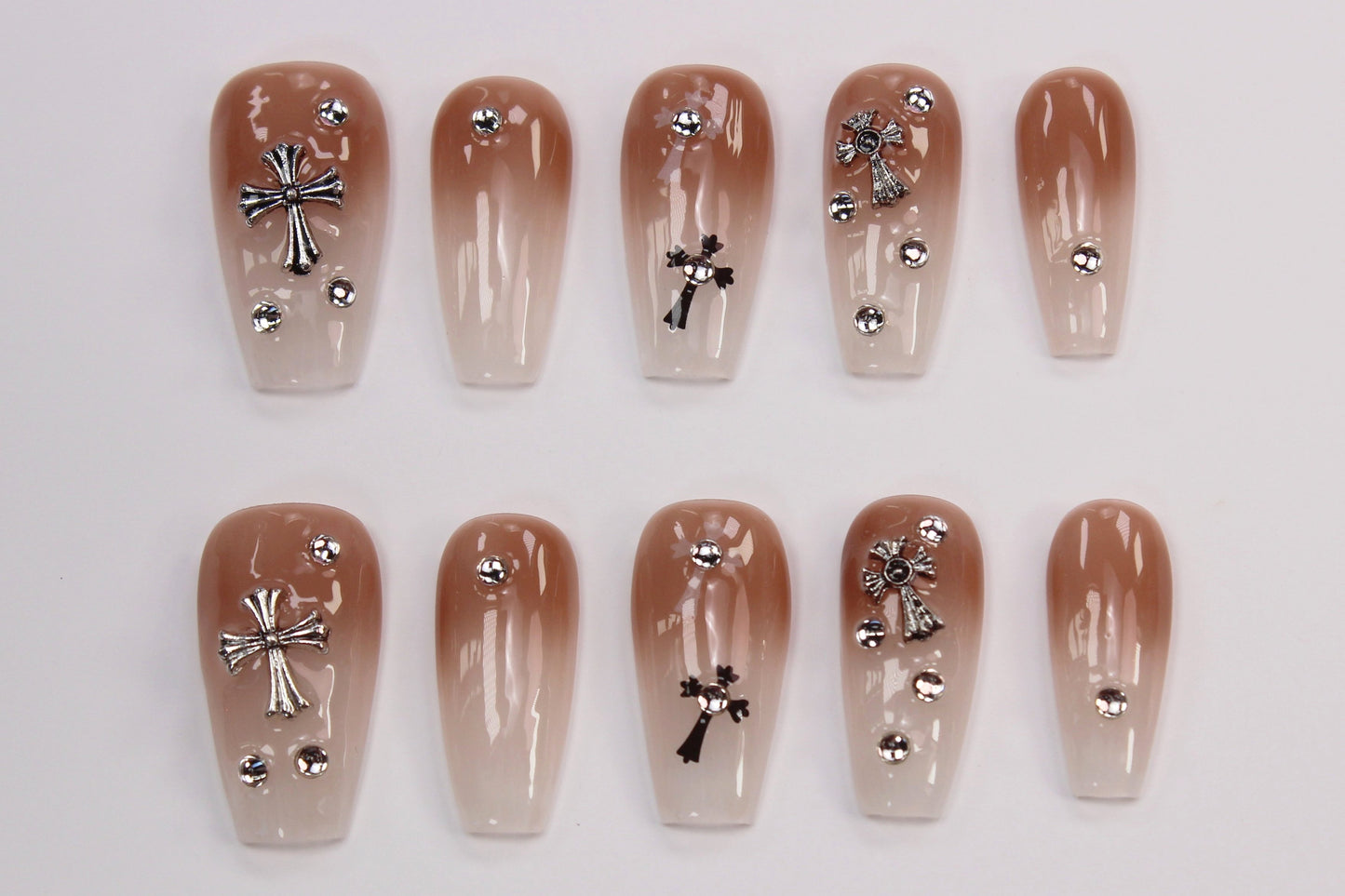 Nude White Ombre (Handmade Press on Nails) - Summer Collection