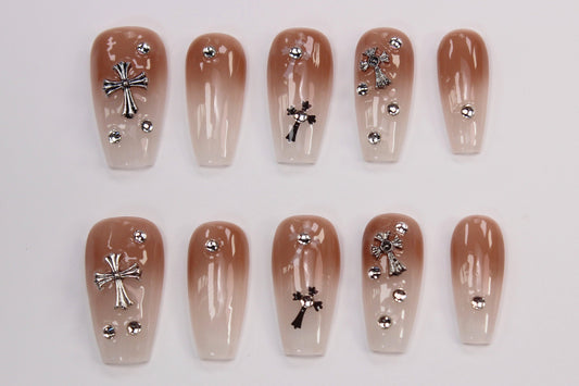 Nude White Ombre (Handmade Press on Nails) - Summer Collection