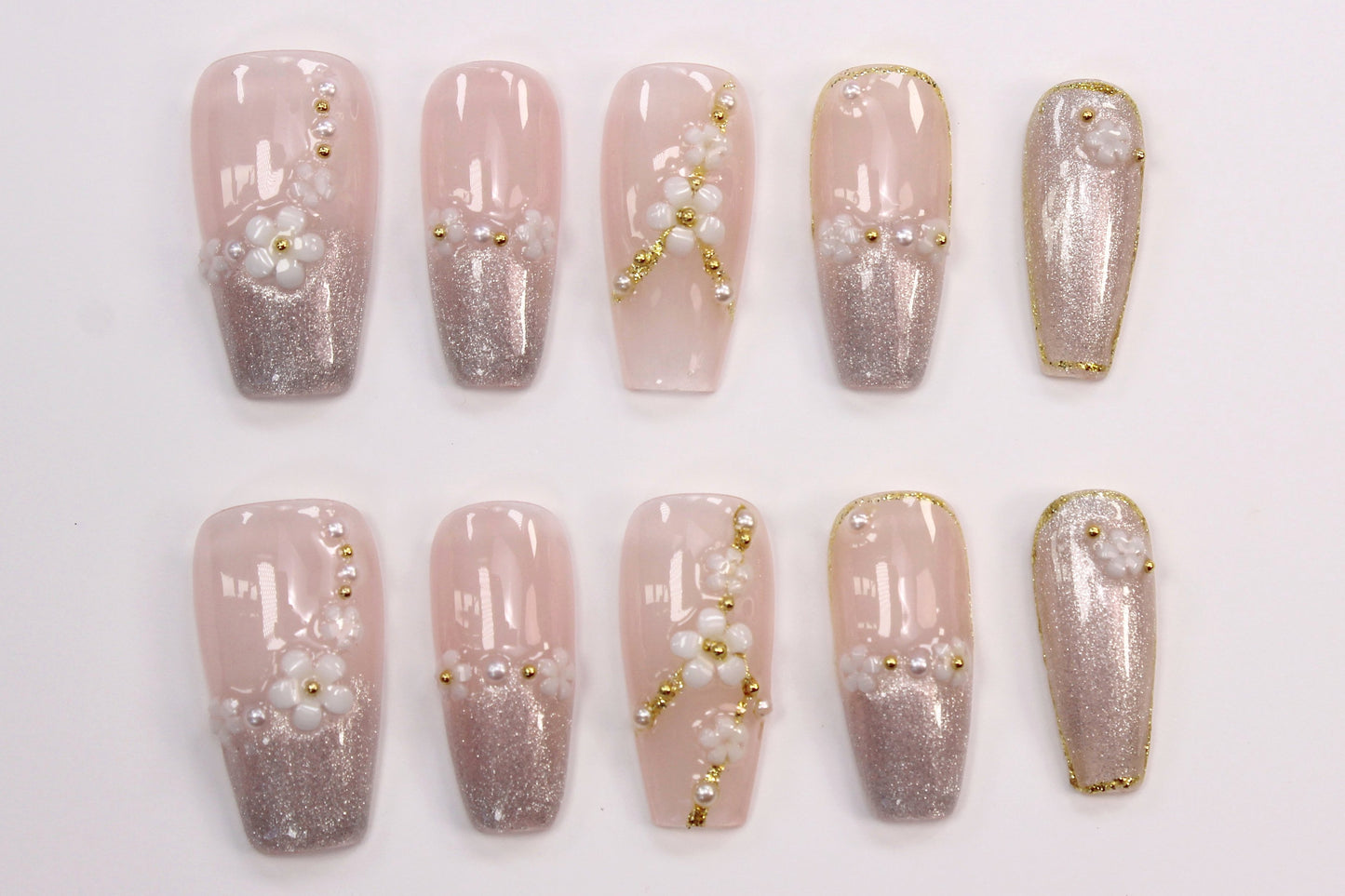 Glam Gardenia (Handmade Press on Nails) - Summer Collection