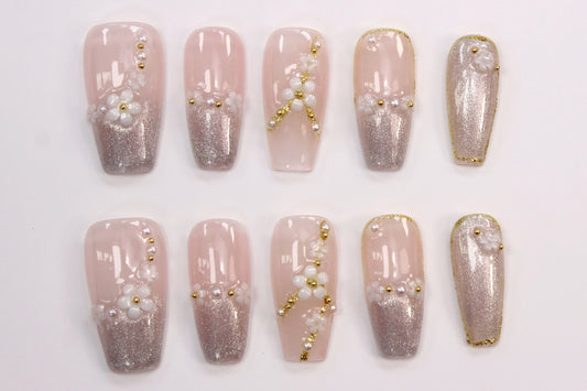 Glam Gardenia (Handmade Press on Nails) - Summer Collection