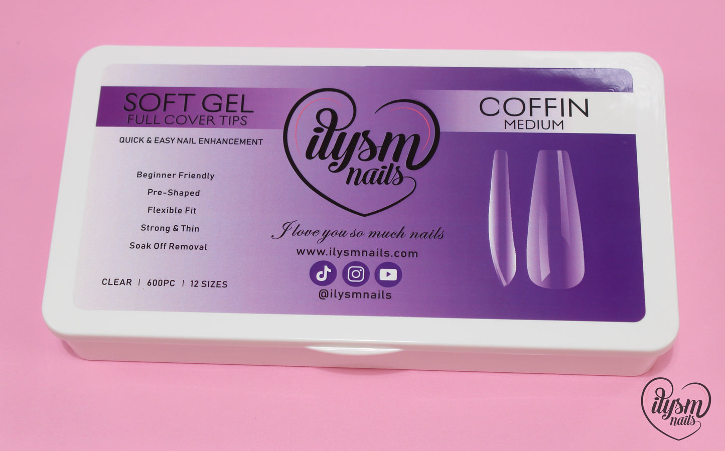 Soft Gel Full Cover Tips (Medium Coffin)