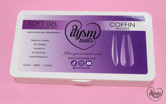 Soft Gel Full Cover Tips (Medium Coffin)