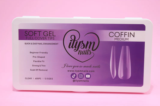 Soft Gel Full Cover Tips (Medium Coffin)