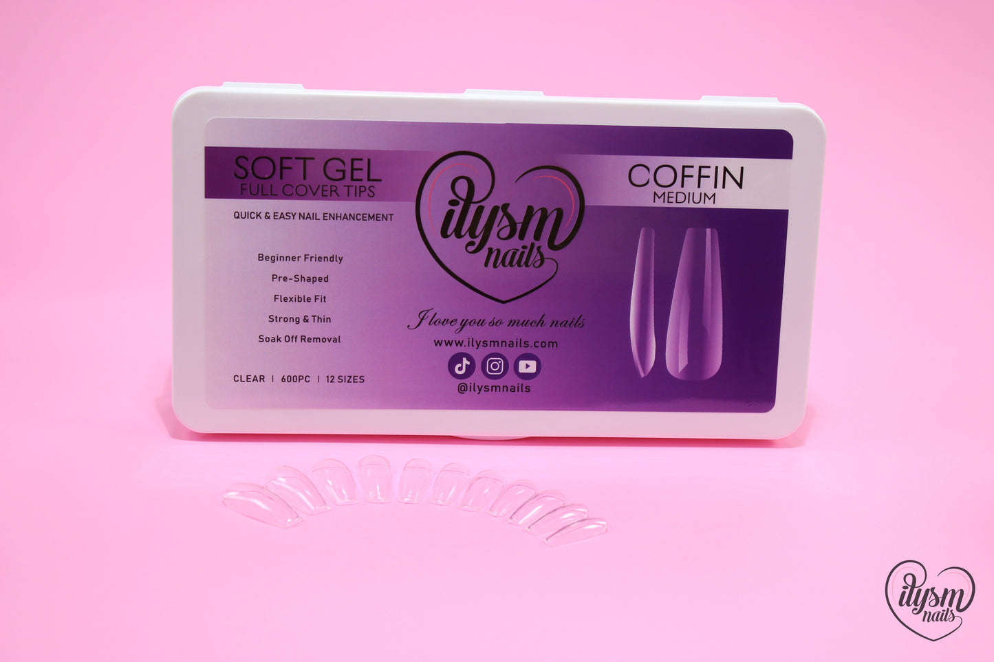 Soft Gel Full Cover Tips (Medium Coffin)