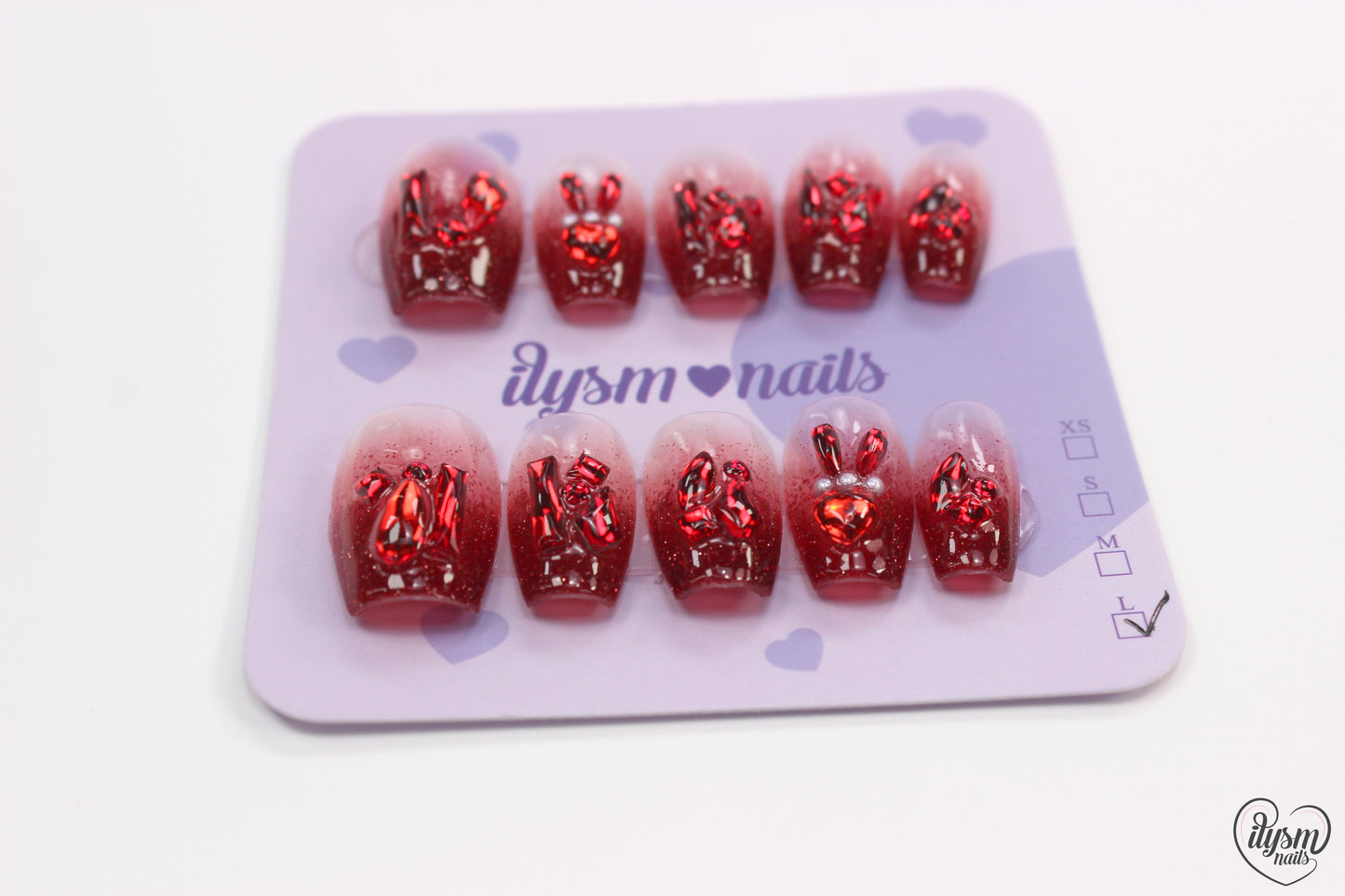 Red Glitz Bling (Handmade Press on Nails) - Summer Collection