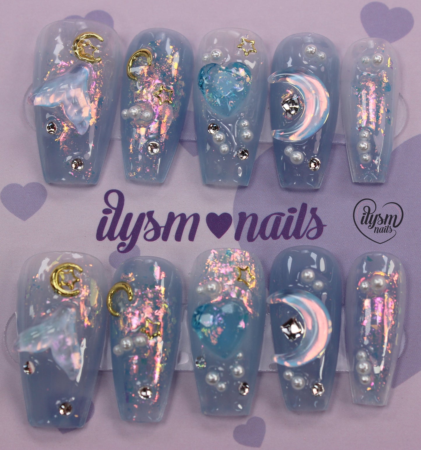 Mermaid Moon (Handmade Press on Nails) - Summer Collection