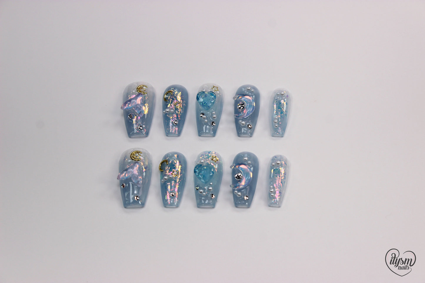 Mermaid Moon (Handmade Press on Nails) - Summer Collection