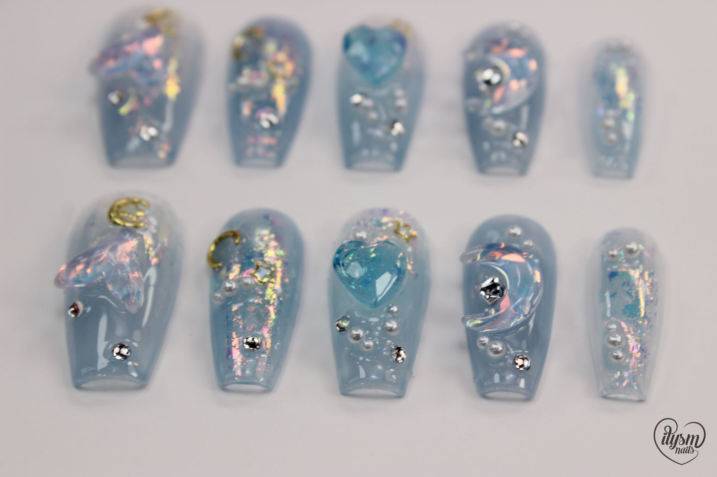 Mermaid Moon (Handmade Press on Nails) - Summer Collection