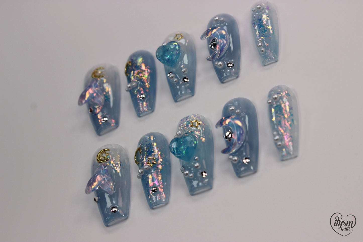 Mermaid Moon (Handmade Press on Nails) - Summer Collection