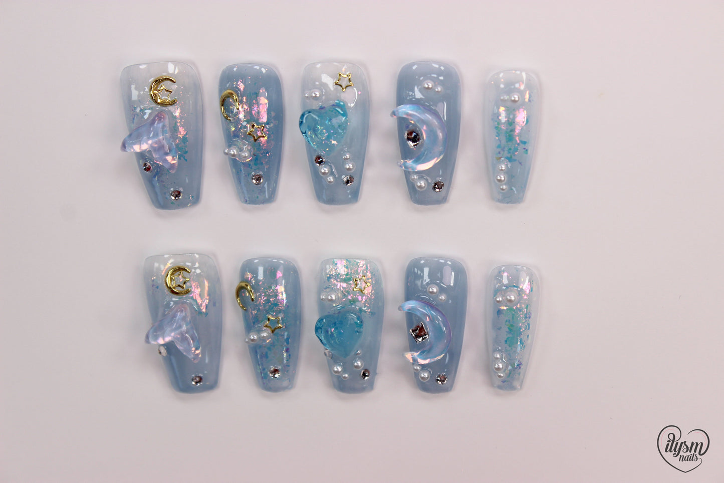 Mermaid Moon (Handmade Press on Nails) - Summer Collection