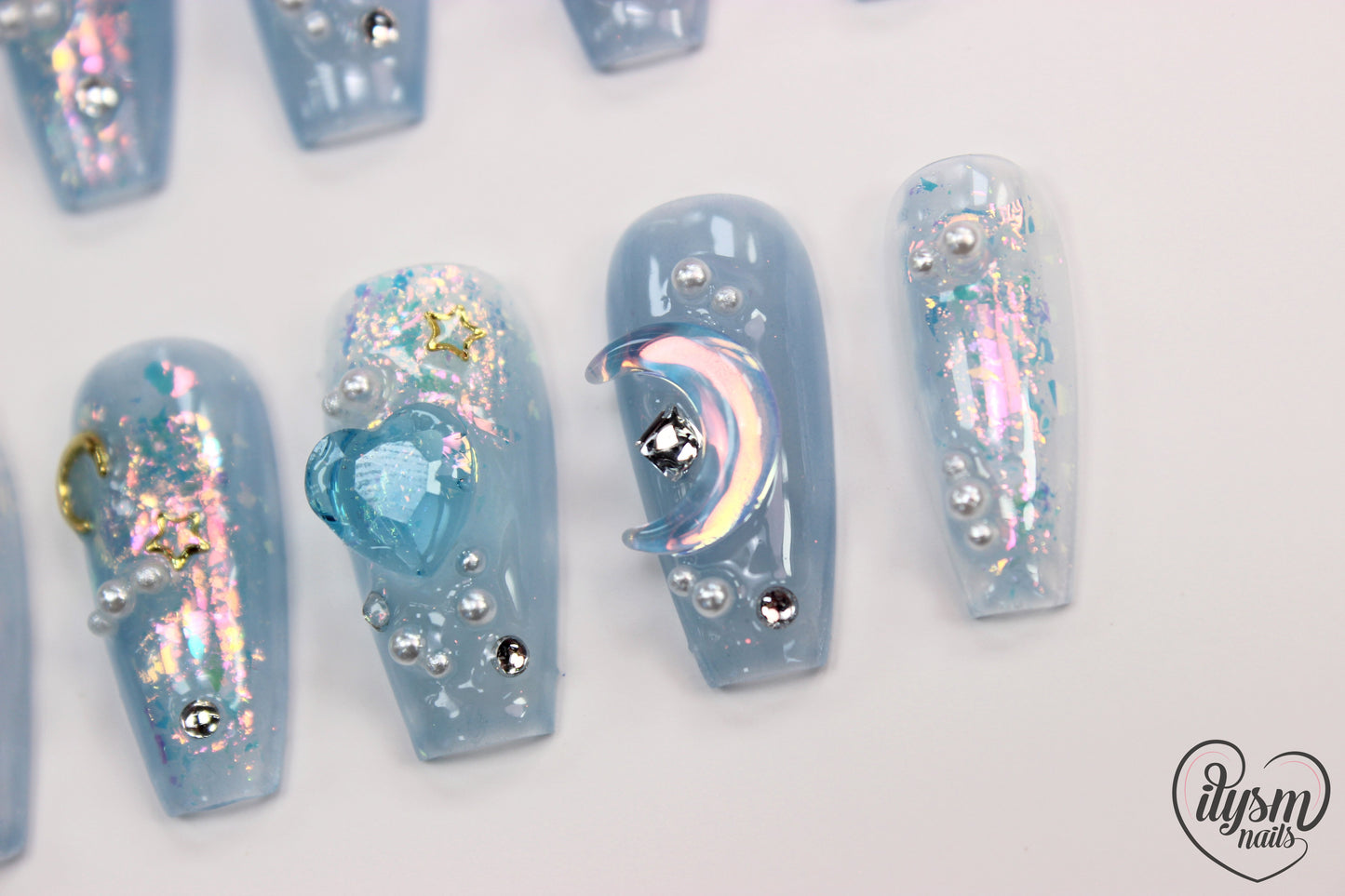 Mermaid Moon (Handmade Press on Nails) - Summer Collection