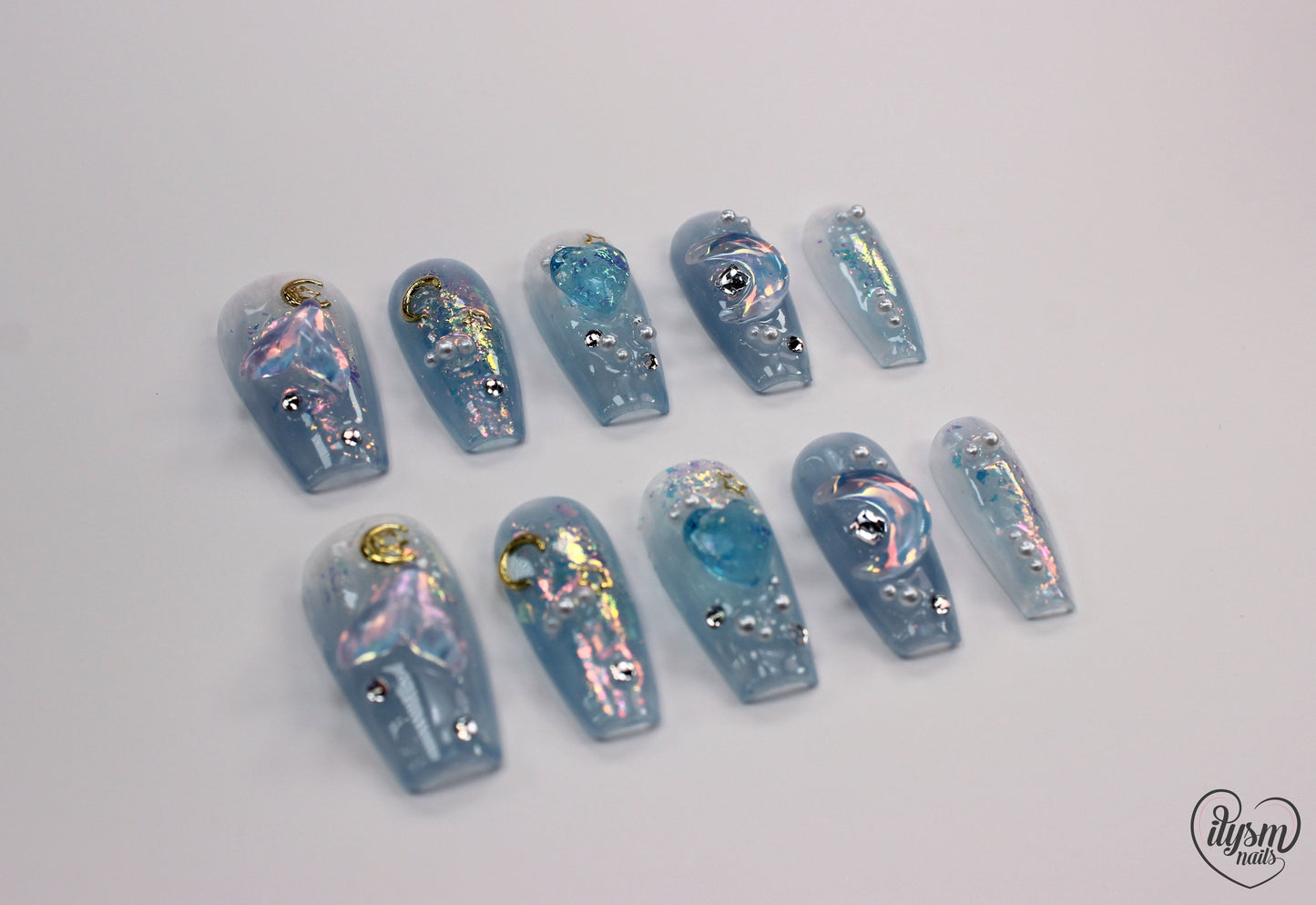 Mermaid Moon (Handmade Press on Nails) - Summer Collection