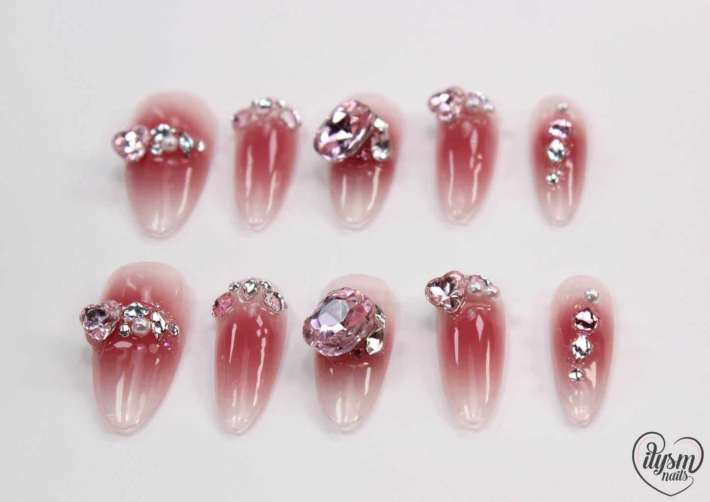 Blushing Bling (Handmade Press on Nails) - Summer Collection