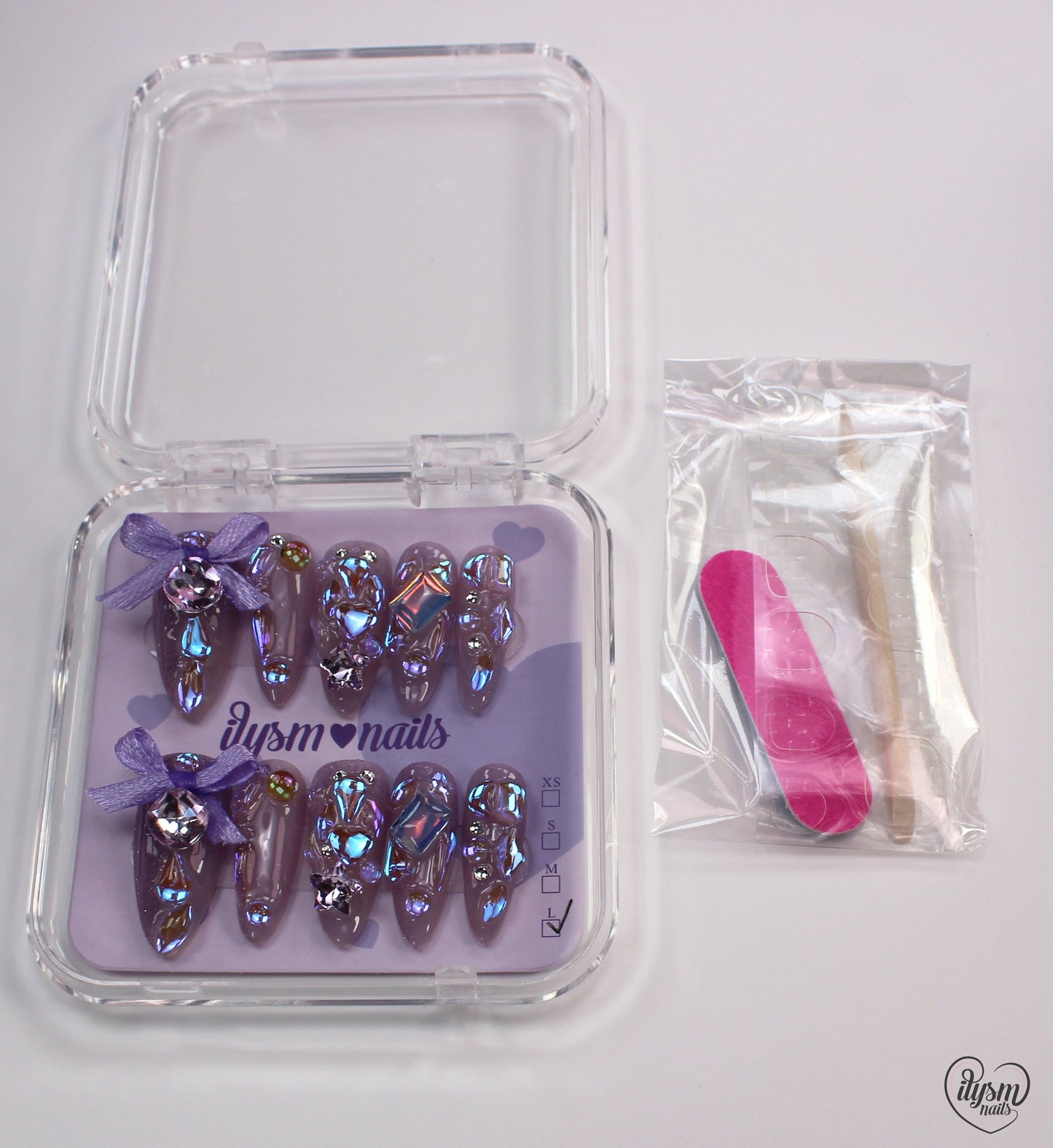 Pretty Purple Ribbons (Handmade Press on Nails) - Summer Collection