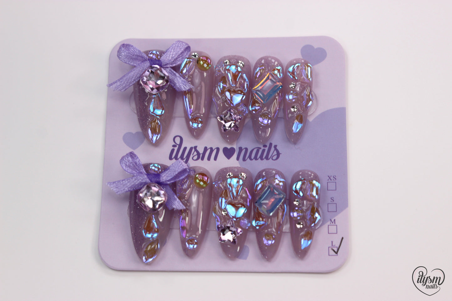 Pretty Purple Ribbons (Handmade Press on Nails) - Summer Collection