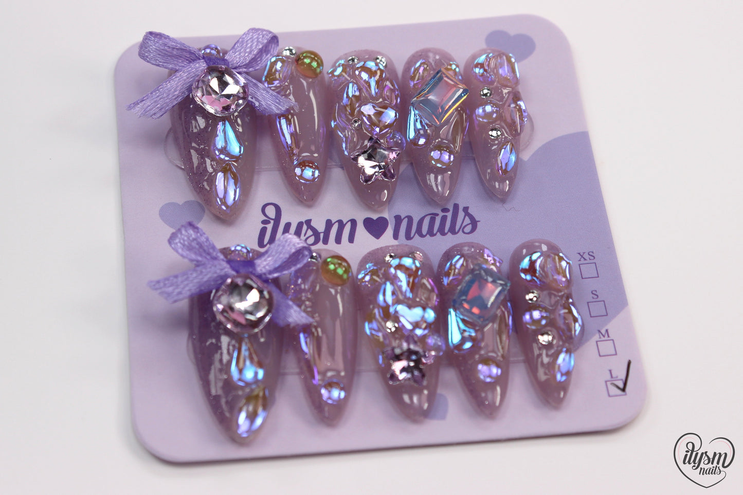 Pretty Purple Ribbons (Handmade Press on Nails) - Summer Collection