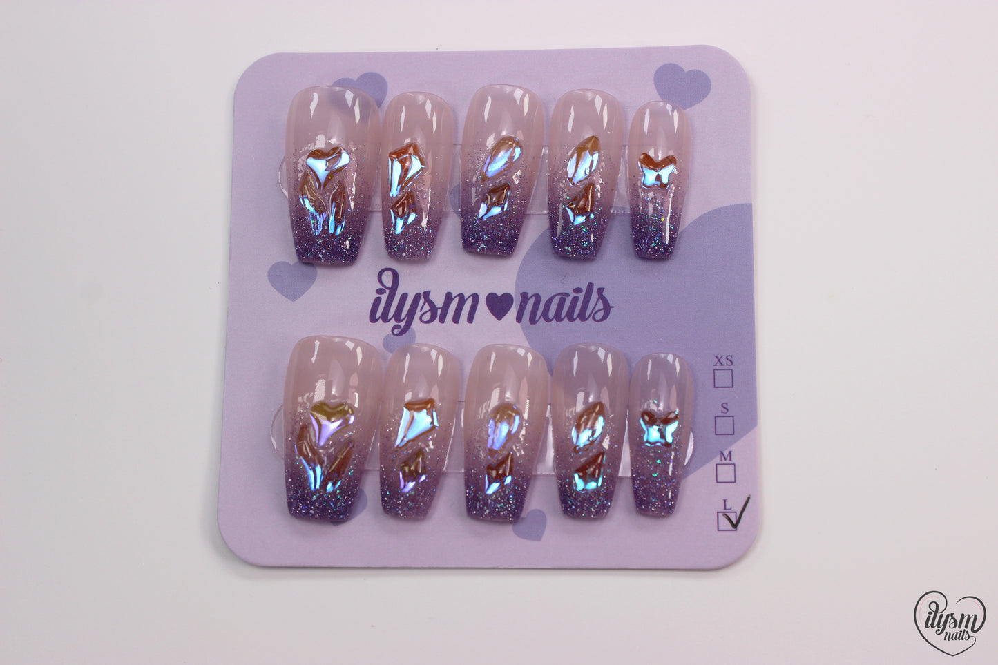 Glitter Purple Ombre (Handmade Press on Nails) - Summer Collection