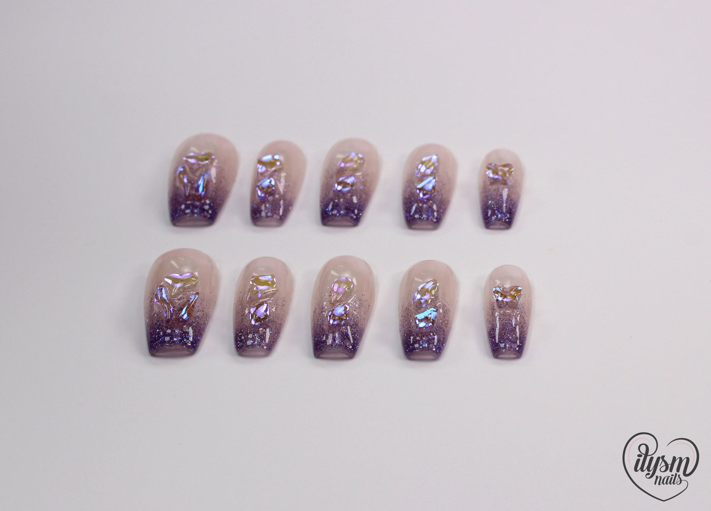 Glitter Purple Ombre (Handmade Press on Nails) - Summer Collection