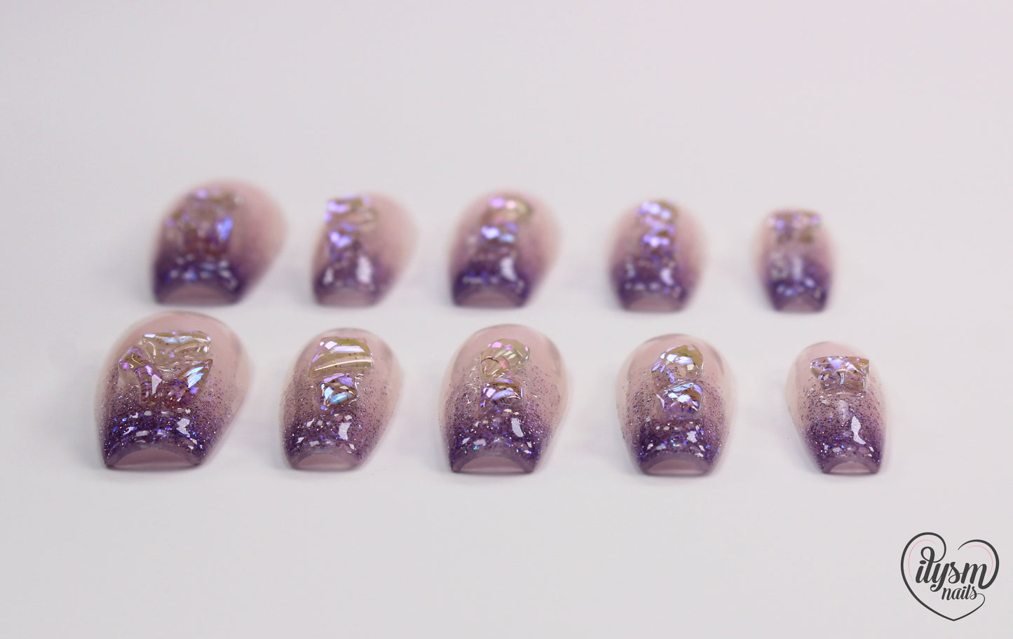 Glitter Purple Ombre (Handmade Press on Nails) - Summer Collection