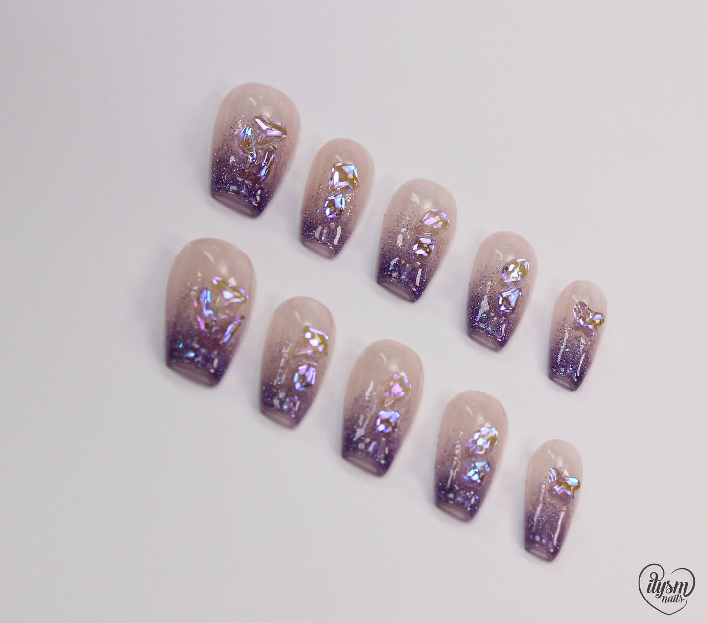 Glitter Purple Ombre (Handmade Press on Nails) - Summer Collection