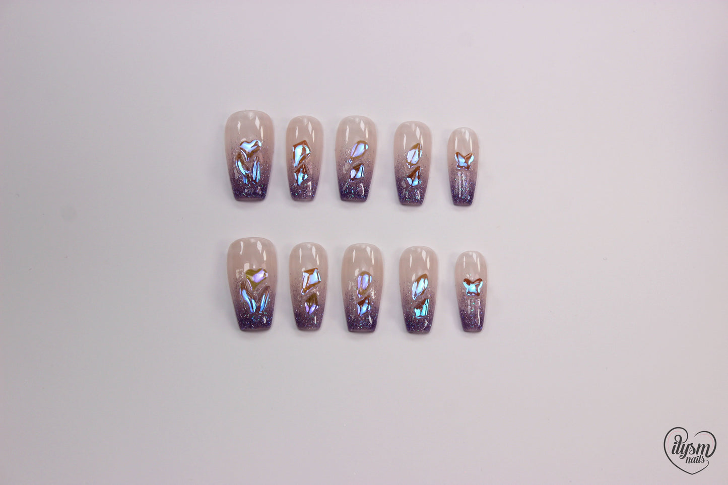 Glitter Purple Ombre (Handmade Press on Nails) - Summer Collection