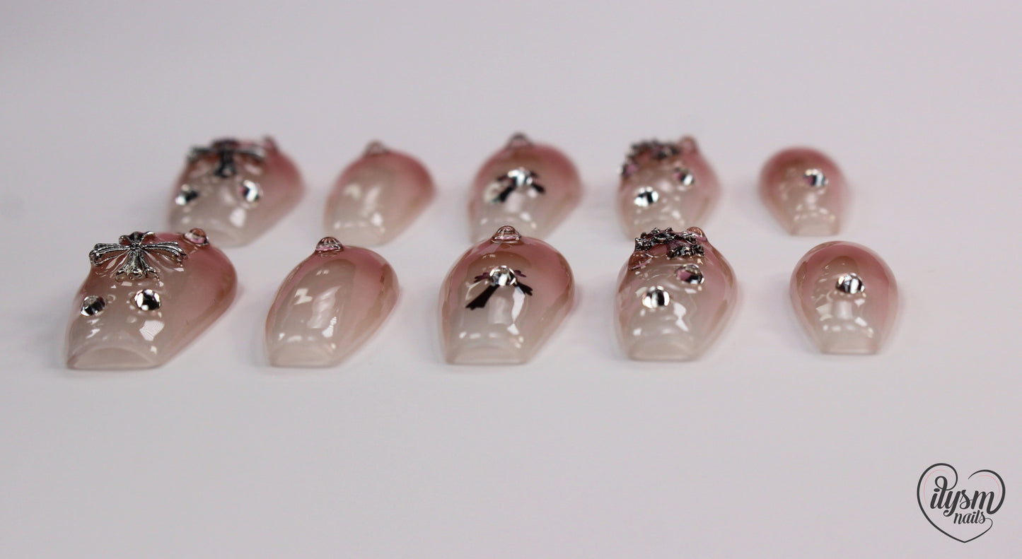 Nude White Ombre (Handmade Press on Nails) - Summer Collection