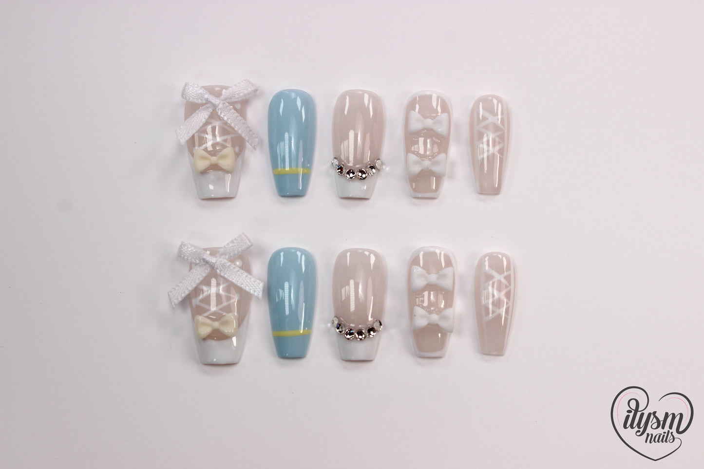 Blue Ballet (Handmade Press on Nails) - Summer Collection