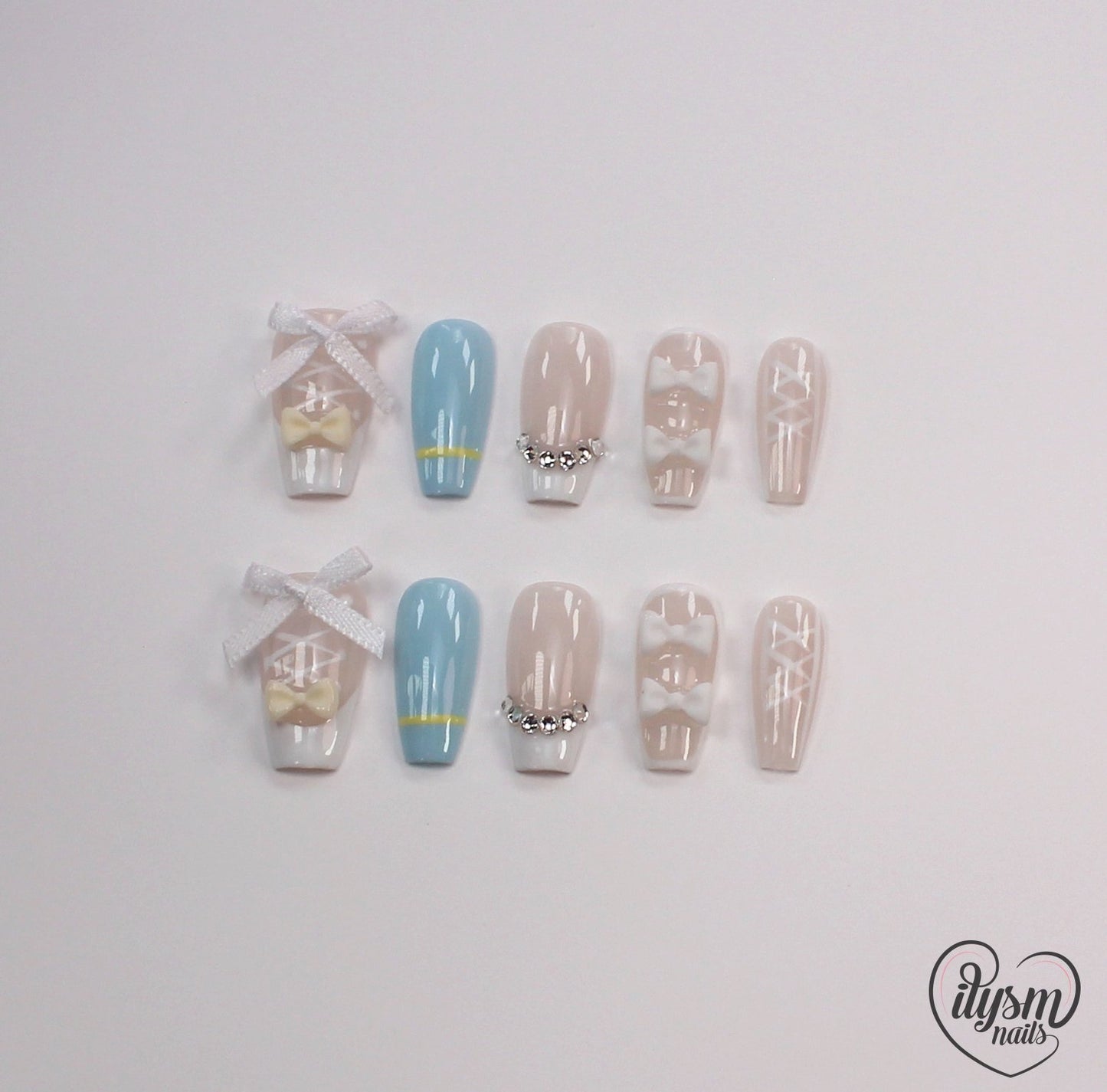 Blue Ballet (Handmade Press on Nails) - Summer Collection