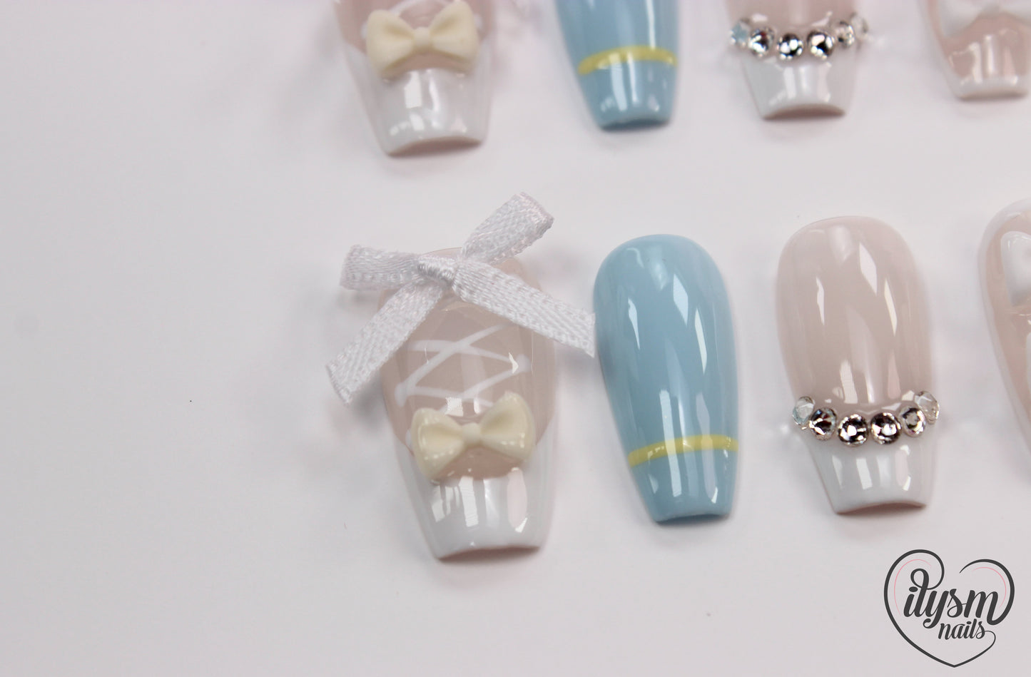 Blue Ballet (Handmade Press on Nails) - Summer Collection