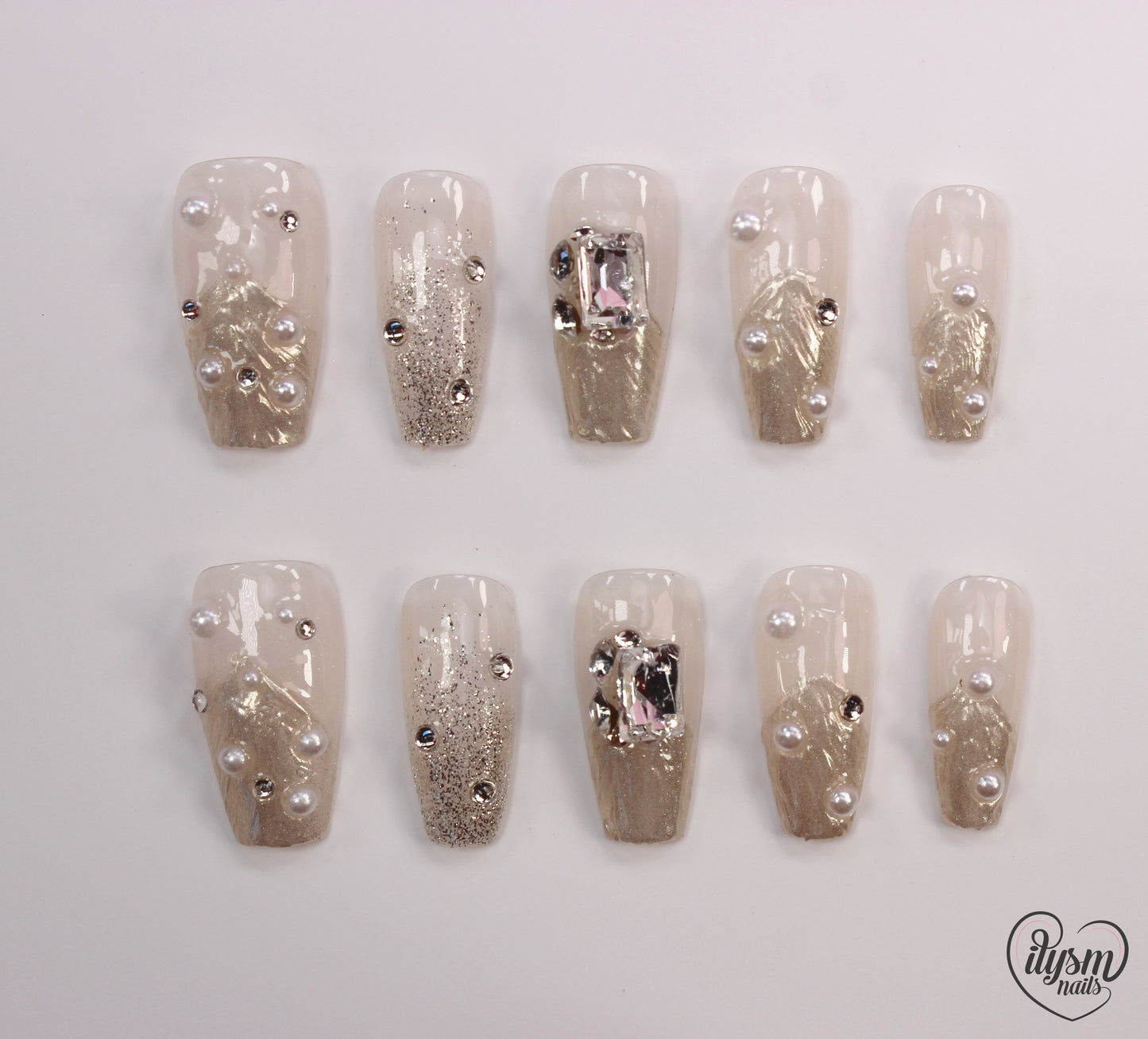 Pearly White (Handmade Press on Nails) - Summer Collection