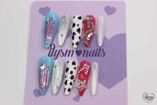 Cow Star (Handmade Press on Nails) - Y2K Collection